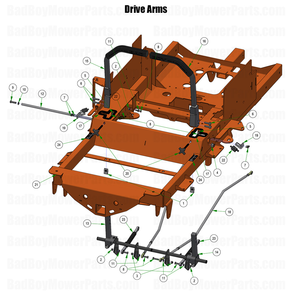 3849 - Bad Boy Mower Parts Lookup > 2025 > Renegade - Diesel > Drive Arms